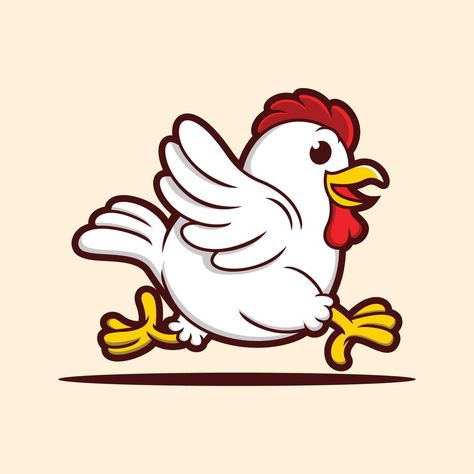 Chicken Vector Illustration, Chicken Running, Running Funny, Chicken Cartoon, Running Illustration, Running Cartoon, Chicken Vector, Chicken Logo, Chicken Illustration