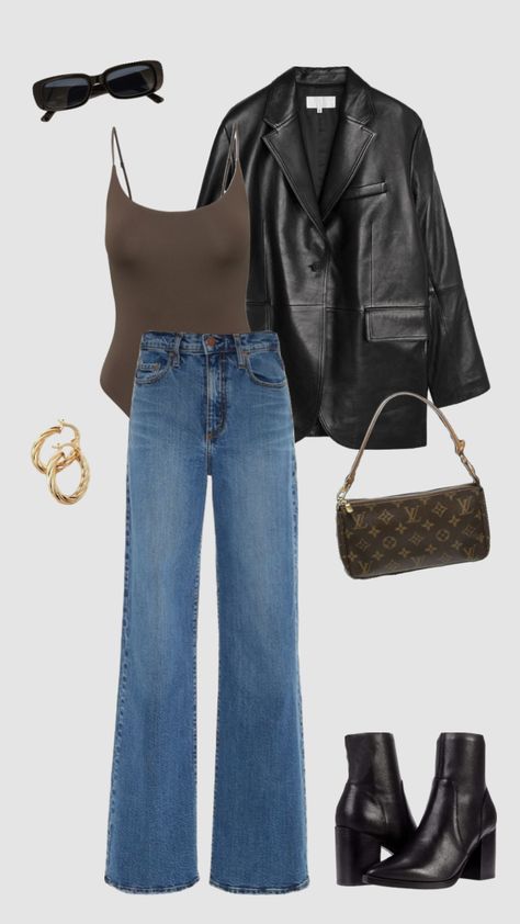 New York Outfits February, Looks Street Style, Looks Chic, Mode Inspo, Outfit Inspo Fall, Black Leather Jacket, Fit Check, Casual Style Outfits, Looks Style