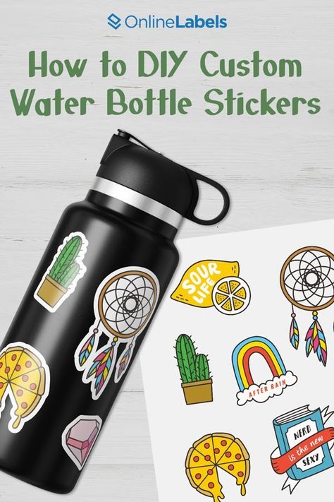 Decorate Water Bottles Diy, Water Bottle Decorating Ideas, How To Make Water Bottle Stickers, Diy Water Bottle Stickers, Water Bottle Stickers Ideas, Water Bottle Stand, How To Make Water, White Water Bottle, Diy Water Bottle