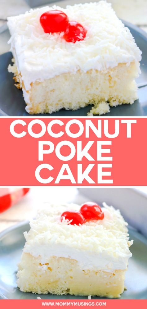 Coconut Poke Cake Recipe, Coconut Cream Pie Bars, Coconut Poke Cake, Coconut Recipes Dessert, Coconut Poke Cakes, Pudding Cakes, Coconut Cream Cake, Eagle Brand Milk, Poke Cake Recipe