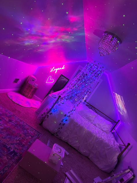 Neon Themed Bedroom, Full Room Decor Ideas, Coolest Room Ideas, Themed Rooms For Teens, Room Ideas For 10 Year Girl, How To Decorate Your Bedroom, Girls Rooms Ideas For 10-year-ol, Bedroom Ideas For 10 Yr Girl, Shared Teen Bedroom