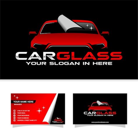 Car glass with business card | Premium Vector #Freepik #vector #logo-design #business-logo #business-card-design #logo-templates Auto Glass Logo, Car Business Card, Graphic Design Tutorials Learning, Car Glass, Glass Repair, Service Logo, Car Advertising, Auto Glass, Logo Business