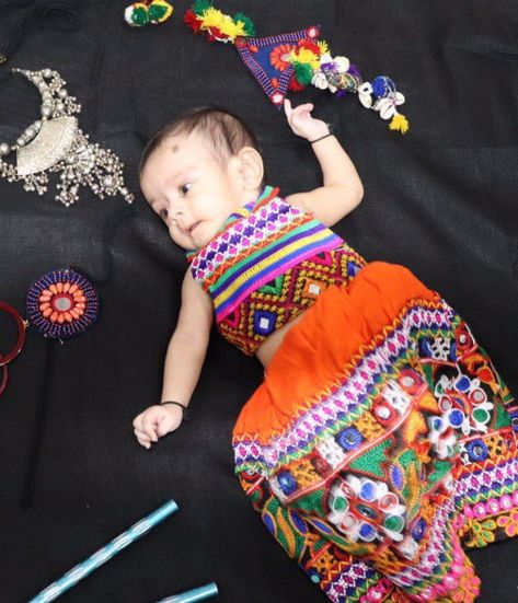 #Navratri #garba#cute#chaniyacholi#baby#baby girl#month decorations Navratri Baby Photoshoot Ideas, Navratri Theme Baby Photoshoot, Navratri Photoshoot, Month Decorations, 2 Month Baby, 4 Month Old Baby, Garba Dress, Navratri Garba, Navratri Dress