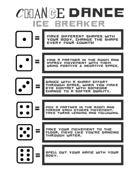 Chance Dance Ice Breaker Dice Game PDF Print | Etsy Australia Attendance Sheet, Goals Sheet, Ice Breaker Games, Lesson Planner, Ice Breaker, Unit Plan, Dance Teacher, Budget Tracker, Dice Games