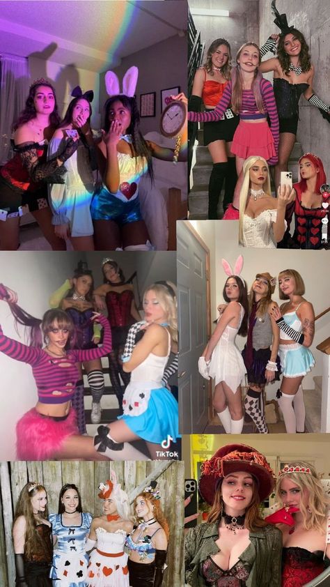 College Halloween Costumes, Trio Halloween Costume, Classy Halloween Costumes, Cute Halloween Makeup, Trio Halloween Costumes, Classy Halloween, Halloween Idea, Wonderland Costumes, College Halloween