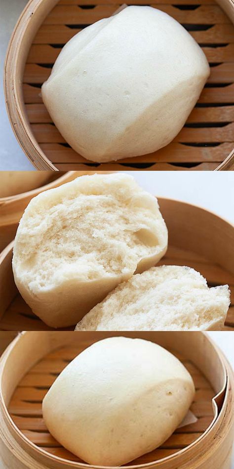 Cruller Recipe, Chinese Steam Bun Recipe, Steamed Buns Recipe, Chinese Pastries, Buns Recipe Easy, Chinese Steamed Buns, Steam Buns Recipe, Steamed Bao Buns, Takeout Recipes