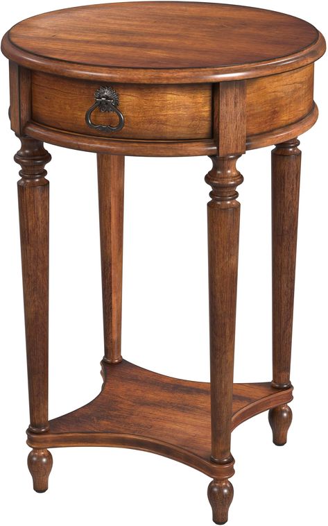 Butler Specialty Company Living Room Jules Side Table 2096011 - Butler Specialty - Chicago, IL Aged Brass Hardware, Living Room Types, Antique Side Table, Round Accent Table, Round End Table, Wooden Side Table, Drawer Hardware, Furniture Side Tables, Small Drawers