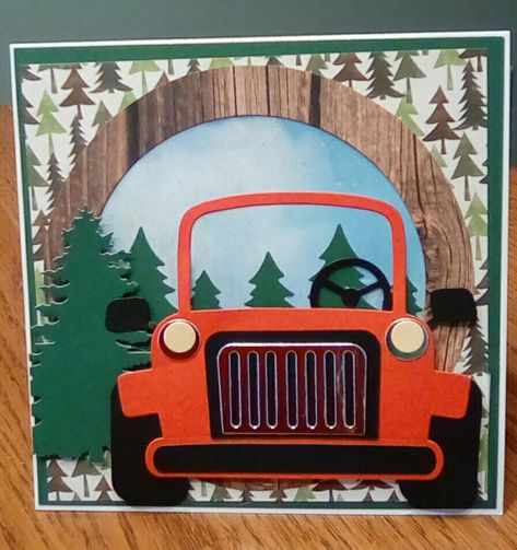 Jeep Birthday Cards, Jeep Baby, Sizzix Cards, Father Birthday, Baby Boy Scrapbook, Elizabeth Craft Designs, Dad Cards, Elizabeth Craft, Dad Birthday