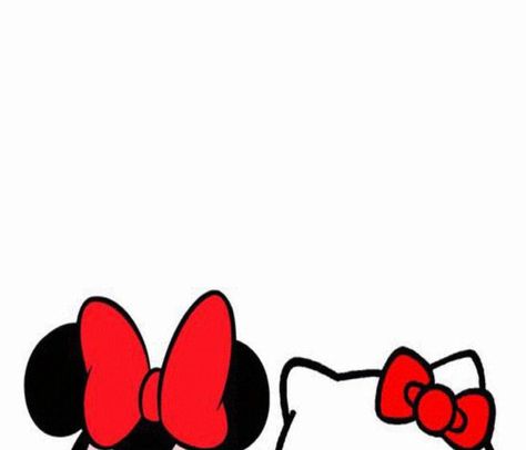 Hello Kitty & Minnie Mouse Minnie Mouse Background, Wallpaper Image, Cute Coloring Pages, Hello Kitty Wallpaper, Peace Gesture, Minnie Mouse, We Heart It, Coloring Pages, Hello Kitty