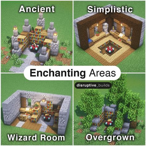 Here are 4 Enchanting Areas my friend and I created!: Minecraftbuilds Enchanting Area Minecraft, Minecraft Enchanting Area, Enchanting Room Minecraft, Enchanting Room, Crafting Area, Minecraft Create, Rumah Minecraft Sederhana, Minecraft Interior, Minecraft Banner Designs