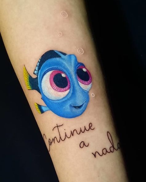 Dory Tattoo, Dory Nemo, Cartoon Character Tattoos, Disney Tattoo, Sleeves Ideas, Cartoon Tattoos, Disney Tattoos, A Tattoo, Paw Print Tattoo