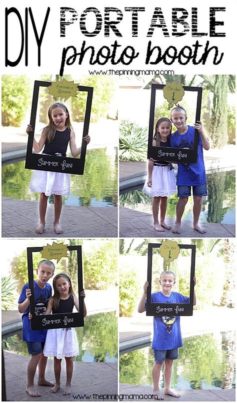 DIY Portable photo booth is perfect for end of school parties and hang outs this summer! Diy Fotokabine, Portable Photo Booth, Diy Photo Booth Backdrop, Booth Backdrops, Party Fotos, Anniversaire Diy, Photos Booth, Diy Photo Booth, Photo Booth Frame