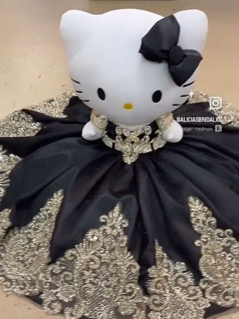 Quinceanera Themes Hello Kitty, Hello Kitty Quinceanera Doll, Hello Kitty Quince, Hello Kitty Quinceanera, Quince Doll, Hello Kitty Guitar, Quince Stuff, Black Quince, Sweet 15 Party Ideas Quinceanera