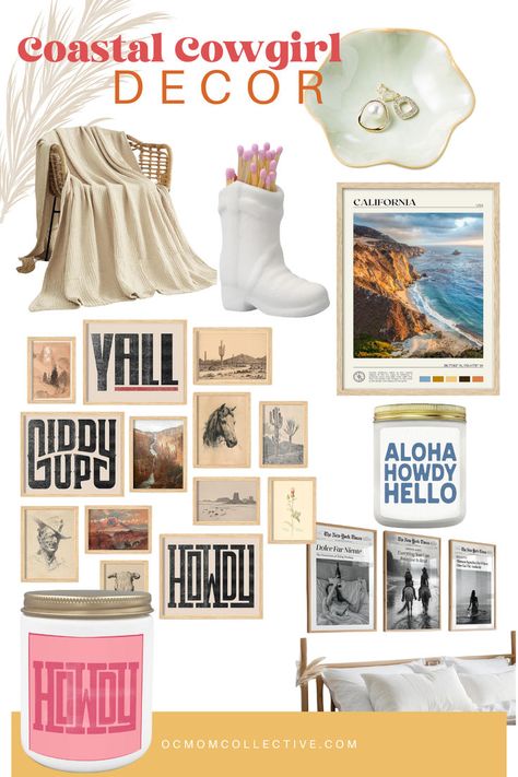 Saddle up, besties—your stylish coastal cowgirl adventure starts here! Coastal Cowgirl Aesthetic Room Decor, Coastal Cowgirl Home, Blue Coastal Cowgirl Bedroom, Coastal Cowgirl Gallery Wall, Coastal Cowgirl Stickers, Coastal Cowgirl Aesthetic Poster, Coastal Cowgirl Decor, Costal Cowgirl, Cowgirl Bedroom