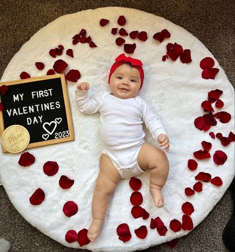 Baby Pictures For Valentines Day, Rose Day Baby Photoshoot, Diy Valentines Photoshoot Baby, 4 Month Baby Valentines Photoshoot, 2 Month Baby Picture Ideas Valentines, Valentines Babygirl Photoshoot, Dollar Tree Valentines Photo Shoot Baby, Valentines Day Baby Photoshoot At Home, 2 Month Valentines Pictures