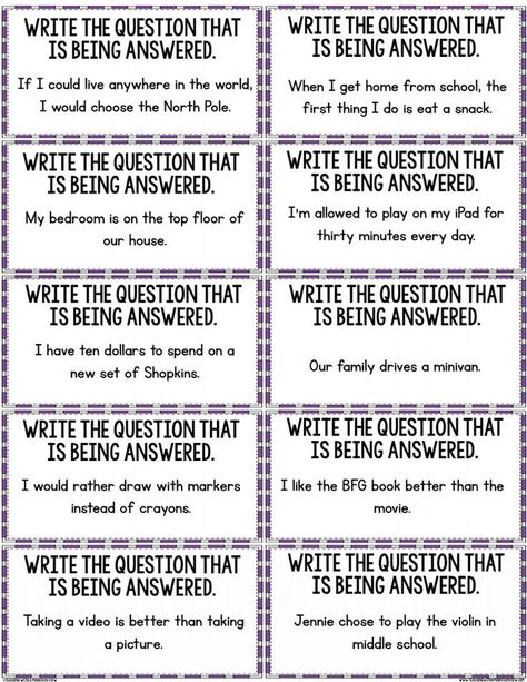 Restating the Question Activity.pdf Restate The Question Activities, Restating The Question, Restate The Question, Third Grade Writing, Topic Sentences, 4th Grade Writing, 8th Grade Ela, Education Templates, 5th Grade Reading