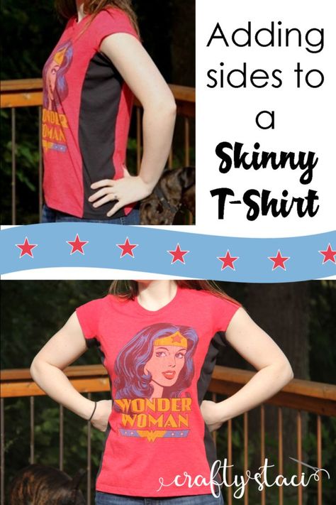 Shirt Alterations, Crafty Staci, Altered T Shirts, Wonder Woman Shirt, Shirt Makeover, Upcycling Clothes, Garment Sewing, Tshirt Refashion, T-shirt Refashion