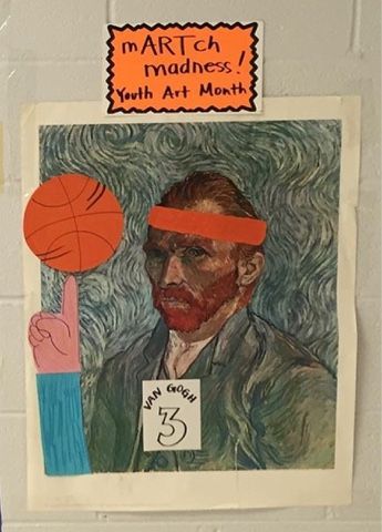 Mrs. Knight's Smartest Artists: mARTch madness, Youth Art Month 2016 Art Club Bulletin Board, High School Art Show, Youth Art Month, Art Bulletin Board Ideas, Art History For Middle School, Art Choice Boards Middle School, Teaching Art History High Schools, Arts Month, Art Bulletin Boards