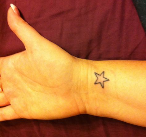 Or a tattoo like this. Simple, small. (:    Star Tattoo - Outter Limits Tattoo in Long Beach, CA Tattoo Fixes, Tattoo Samples, Cute Finger Tattoos, Star Tattoo, Cute Little Tattoos, Little Tattoos, Star Tattoos, Tattoo Inspo, Finger Tattoos