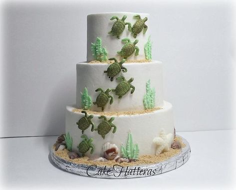 Sea Turtle Wedding Cake Ocean Desserts, Turtle Wedding Cake, Hawaiin Wedding, Tortoise Cake, Turtle Wedding, Turtle Cakes, Sea Turtle Cake, Turtle Birthday Cake, Turtle Food