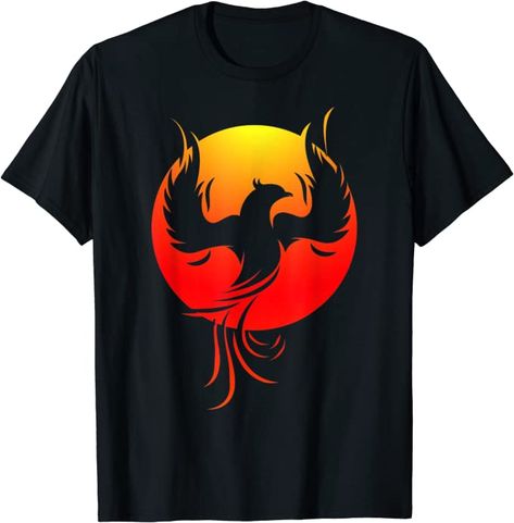 Phoenix Bird Mythical Rise Fire Creature Mythology T-Shirt Fire Creature, Phoenix Jersey Design, Phoenix Logo Design Graphics, Bird Tshirt Design, Phoenix Costume, Dragon T-shirts, Phoenix Tshirt, Phoenix Bird, Fashion Brands