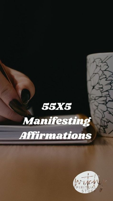 55X5 manifesting affirmations are a great example of the law of attraction in action. How does it work? Like everything law of attraction based, it works with belief. #spells #witchcraft #spellwork 55x5 Manifestation Examples, 55x5 Manifestation, Manifestation Examples, Basic Witchcraft, Becoming A Witch, Become A Witch, Manifesting Affirmations, Universe Love, First Principle