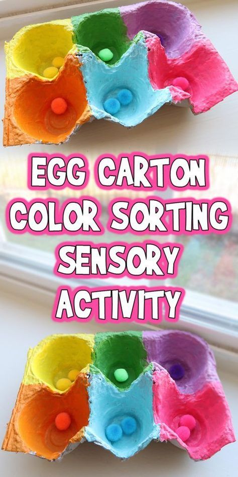 Egg Carton Color Sorting Sensory Activity Color Sorting Activities, Sensory Crafts, Preschool Resources, Sensory Activities Toddlers, Egg Carton Crafts, Sensory Activity, Toddler Sensory, Fine Motor Skills Activities, Kids Sensory