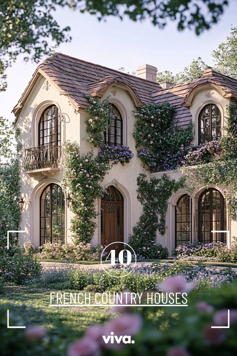 ♥ Are you dreaming of a charming French Country House? Explore the beauty of this modern French Country exterior with its cozy French Farmhouse decor and elegant French style details. Perfect for lovers of exterior house design and French-inspired living. 🏡✨ #FrenchCountryHouse #FrenchCountryDecorating #ModernFrenchChateau House Design French Country, Home Exterior European Style, French Brick House, French Country Front Yard, European Exterior Homes, French Ranch Style Homes, French Manor House Interior, Modern French Country House Exterior, Modern Cottage Homes Exterior