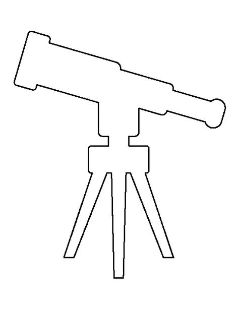 Telescope pattern. Use the printable outline for crafts, creating stencils, scrapbooking, and more. Free PDF template to download and print at http://patternuniverse.com/download/telescope-pattern/ Telescope Drawing, Galactic Starveyors Vbs 2017, Lifeway Vbs, Vacation Bible School Themes, Outer Space Decorations, Printable Shapes, Vbs Themes, Bible School Crafts, Vbs Crafts