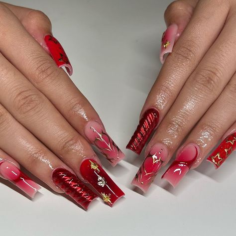 Nails by Marisol🤍 (@maris.nailssss) • Instagram photos and videos Vday Nails, Nail Designs Valentines, Colored Acrylic Nails, Classy Acrylic Nails, Long Square Acrylic Nails, Unique Acrylic Nails, Bling Acrylic Nails, Square Acrylic Nails, Funky Nails