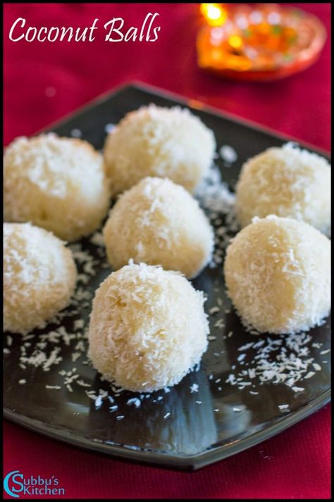 Condensed Milk Balls, Coconut Flakes Recipe, Coconut Balls Recipe, Milk Recipes Dessert, Condensed Milk Recipe, Milk Balls, Coconut Ladoo, Navratri Recipes, Coconut Balls