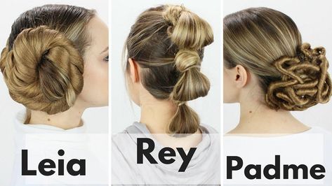 The characters from Star Wars are often seen at fancy dress parties Disney Bounding Leia, Star Wars Hairstyles, Princess Leia Buns, Star Wars Hair, Princess Leia Hair, Hairstyles Tutorial, Star Wars Wedding, Diy Kostüm, Rey Star Wars