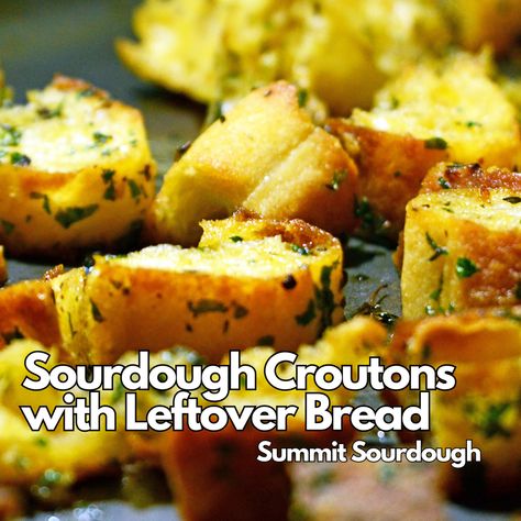 Crispy Sourdough Croutons Recipe Croutons From Sourdough Bread, Sour Dough Croutons, Sourdough Bread Croutons, Sourdough Croutons Homemade, Sourdough Croutons, Croutons Recipe, Crouton Recipes, Sourdough Recipe, Leftover Bread