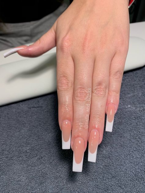 Square Medium French Tip, Xxl French Tip Nails Square, French Manicure Tapered Square Nails, Tapper Square Acrylic Nails French Tip, Long White French Tip Nails, Different French Tip Nails, Long Square French Tip Nails, Xl Long Acrylic Nails Square French Tip, Tappered Nails Square Long French Tip