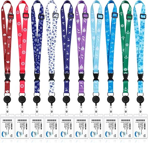 Amazon.com : 10 Set Assorted Cruise Lanyards Retractable Carnival Cruise Lanyard with ID Holder Waterproof Cruise Lanyard with Detachable Badge Holder for Cruises Ships Key Cards Nautical Accessories Women Kids : Office Products Cruise Lanyard Ideas, Cheap Travel Lanyard With Key Clip, Personalized Cruise Lanyards, Disney Cruise Lanyard Card Holders, Cheap Fun Multicolor Lanyards, Lanyard With Id Holder, Nautical Accessories, Cruise Essentials, Clear Card