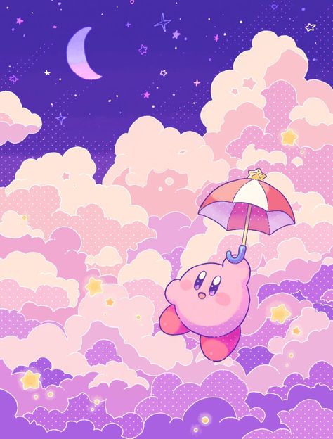 Cartoon Character, Kirby, The Sky, Wallpapers, Stars