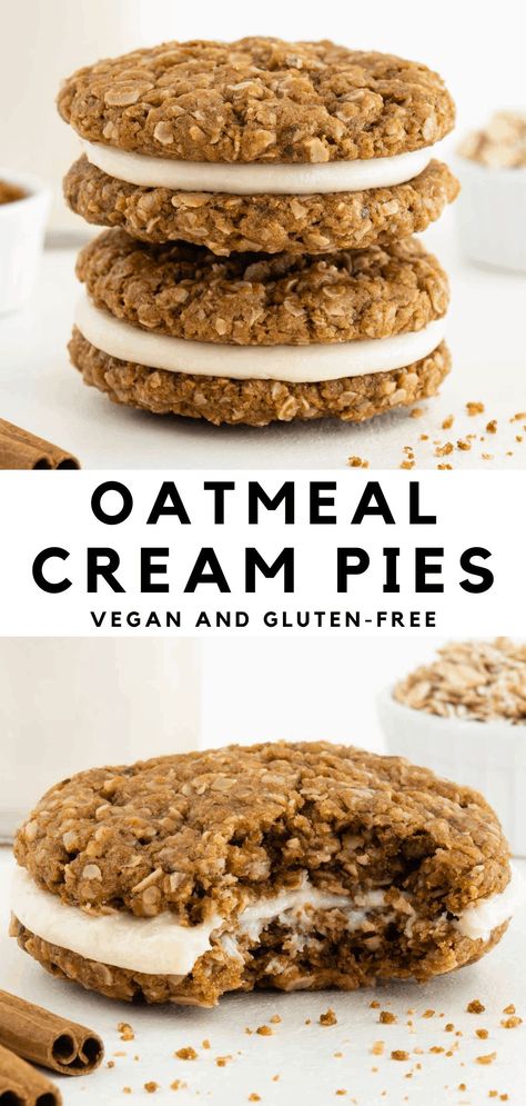 Healthy Vegan Dessert, Smoothies Vegan, Dessert Pie Recipes, Oatmeal Cream Pies, Vegan Oatmeal, Cream Pies, Oatmeal Cookies Chewy, Oatmeal Cream, Cream Pie Recipes