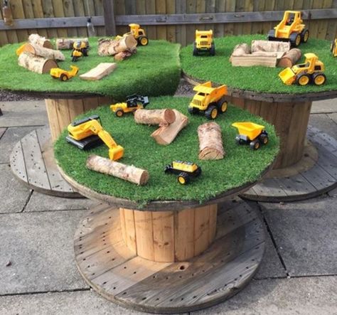 Cable reel ideas Preschool Playground, Outdoor Play Space, Outdoor Playhouse, Outdoor Learning Spaces, Outdoor Play Spaces, Outdoor Play Areas, نباتات منزلية, Water Wall, Kids Outdoor Play