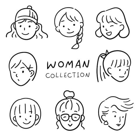 Line Cartoon Drawing, Vintage People Illustration, Cute Face Drawing Easy, Thinking Face Drawing, How To Doodle People, Person Illustration Simple, Cute Illustrations Doodles, Simple People Illustration, Draw People Easy