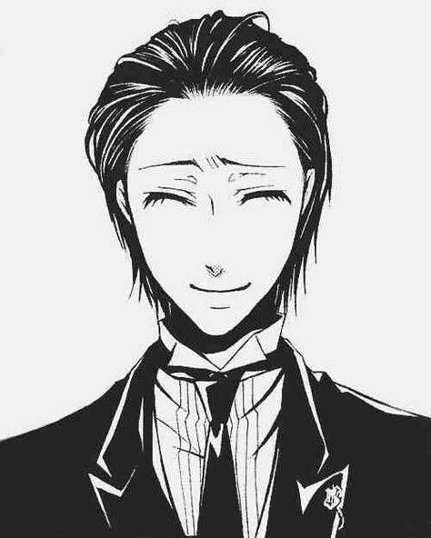 Sebastian Michaelis, hair pulled back Slick Back Hair, Sebastian Ciel, Back Drawing, Black Butler Manga, Black Butler Sebastian, Black Butler 3, Sebastian Michaelis, Black Butler Anime, Slick Back