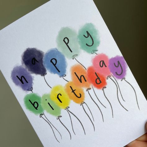 Birthday Simple Cards Handmade, Idea For Birthday Cards, Birthday Card Rainbow, Custom Birthday Card Ideas, Diy Birthday Cards For Boyfriend Simple, 11 Birthday Card Ideas, Diy Birthday Cards Kids, Simple Birthday Cards For Kids, Hand Print Birthday Cards From Kids