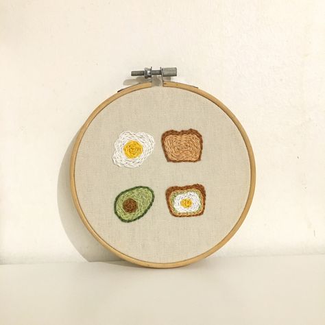 avocado toast with egg embroidery Toast Embroidery, Breakfast Embroidery, Avocado Embroidery, Avocado Toast With Egg, Egg Embroidery, Food Embroidery, Toast With Egg, Clothes Embroidery, Avocado Toast Egg