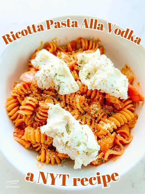 Ricotta Pasta Alla Vodka (a New York Times recipe) | Gallery posted by Cat's Eats | Lemon8 Ricotta Pasta Alla Vodka, Penne Vodka, Pasta Alla Vodka, Vodka Pasta, Alla Vodka, Ricotta Pasta, Vodka Sauce, Recipe Ingredients, Rigatoni