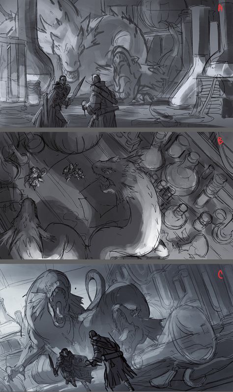 Dynamic Illustration Concept Art, Concept Art Composition, Ibis Paint Artworks, Character Design Practice, Action Composition, Horror Concept Art, Comic Landscape, Composition Sketch, Character Composition