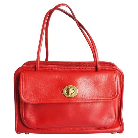 Bonnie Cashin for Coach Mini Safari Tote Red Leather Turn Lock Bag Vintage HTF Bonnie Cashin, Large Suitcase, Metal Tags, Late 1960s, Handbags And Purses, Bag Vintage, Vintage Coach, Overnight Bag, Vintage Handbags