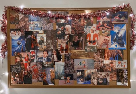 Mood Board Cork Board, Christmas Cork Board Ideas, Cork Board Ideas For Bedroom, Christmas Bulletin Board, Christmas Bulletin, Holiday Room, Christmas Collage, Picture Boards, Notice Board