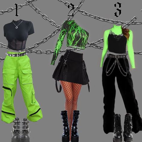 Neon green alt outfits Neon Green Rave Outfit, Green Rave Outfit, Neon Green Outfits, Cyberpunk Outfit, Green Pants Outfit, Festival Outfits Rave, Neon Outfits, Cyberpunk Fashion, Neon Fashion