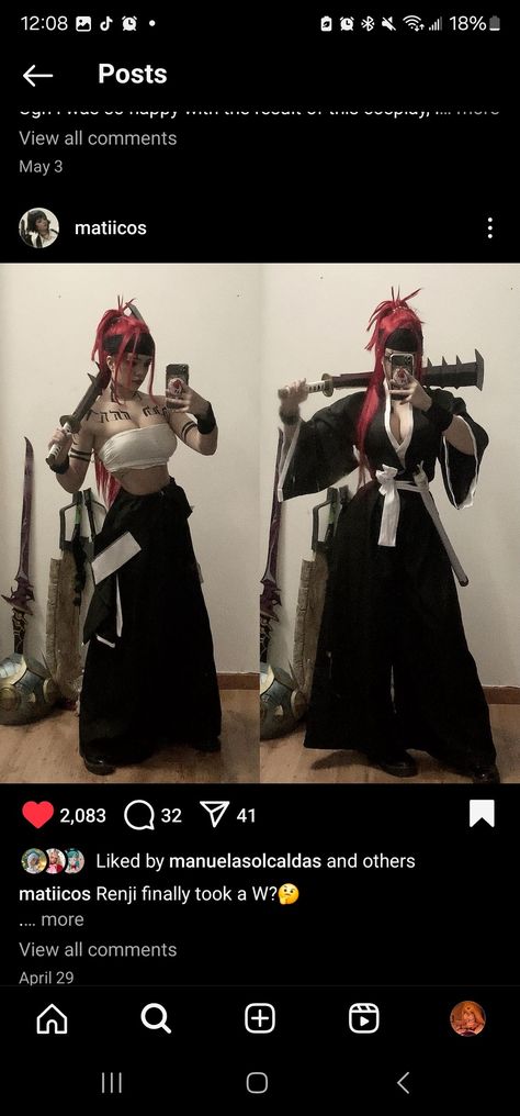 Bleach Cosplay Female, Best Cosplay Women, Cosplay Ideas Female, Simple Cosplay Ideas, Red Hair Cosplay, Bleach Renji, Black Cosplayers, Bleach Cosplay, Cosplay Ideas Women