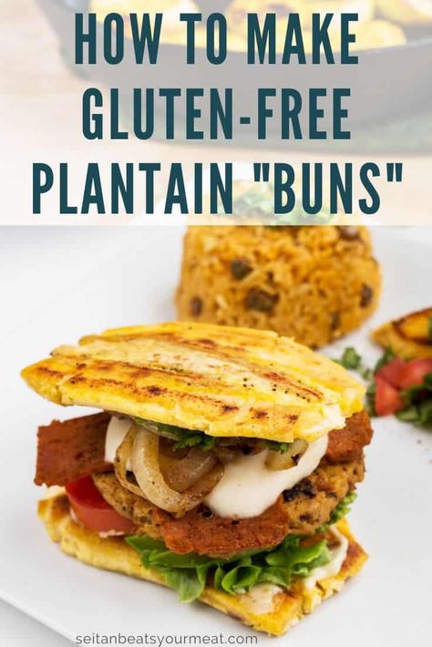 Plantain Buns, Puerto Rican Sandwich, Vegan Sandwiches, Grill Cheese Sandwich Recipes, Plantain Recipes, Slow Cooker Stew, Rican Food, Vegan Bacon, Vegan Burgers