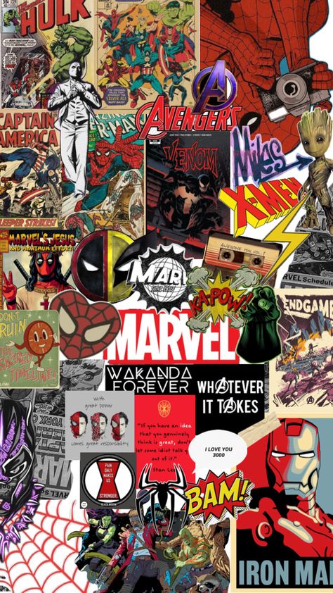 Marvel Collage, Wallpaper Avengers, Marvel Iphone Wallpaper, Rapper Wallpaper Iphone, Avengers Cartoon, Marvel Background, Deadpool Wallpaper, Marvel Logo, Marvel Comics Wallpaper